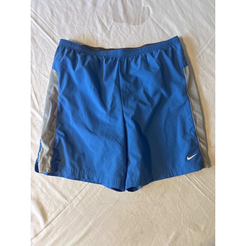 Nike Running Shorts Mens M Blue Nike FIT DRY Mesh Side Panels Zip Pock